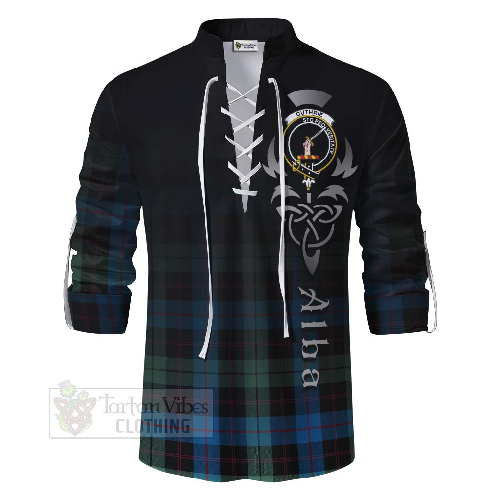 Guthrie Tartan Ghillie Kilt Shirt Featuring Alba Gu Brath Family Crest Celtic Inspired - Tartan Vibes Clothing