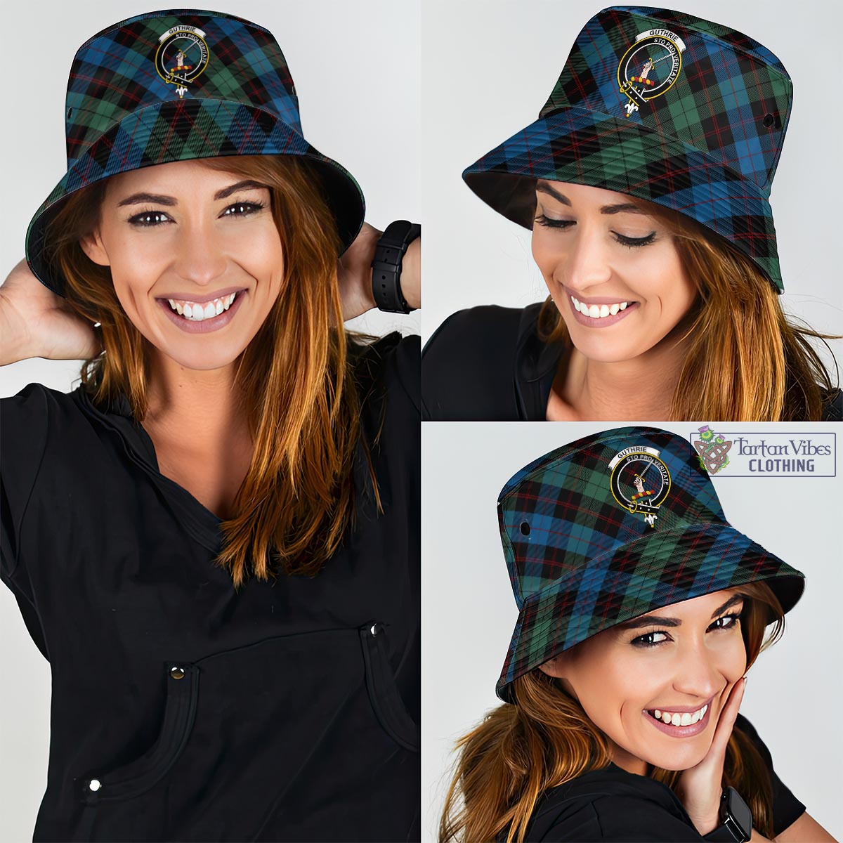 Guthrie Tartan Bucket Hat with Family Crest - Tartan Vibes Clothing