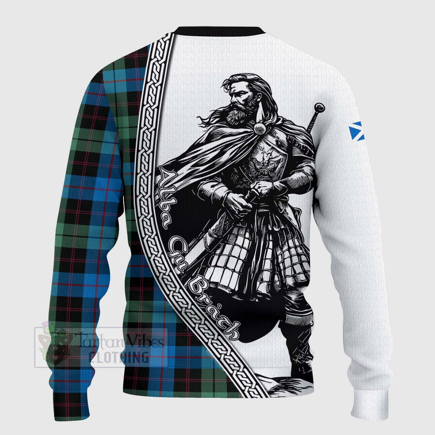 Guthrie Tartan Clan Crest Knitted Sweater with Highlander Warrior Celtic Style - Tartan Vibes Clothing