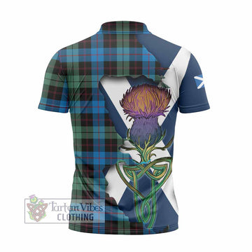 Tartan Vibes Clothing Guthrie Tartan Family Crest Zipper Polo Shirt Scottish Thistle Celtic Inspired