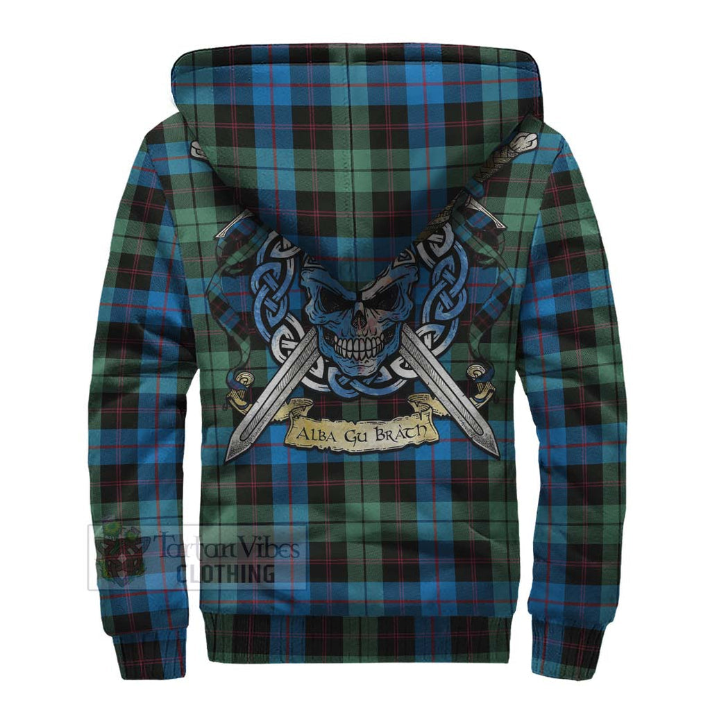 Guthrie Tartan Sherpa Hoodie with Family Crest Celtic Skull Style - Tartan Vibes Clothing