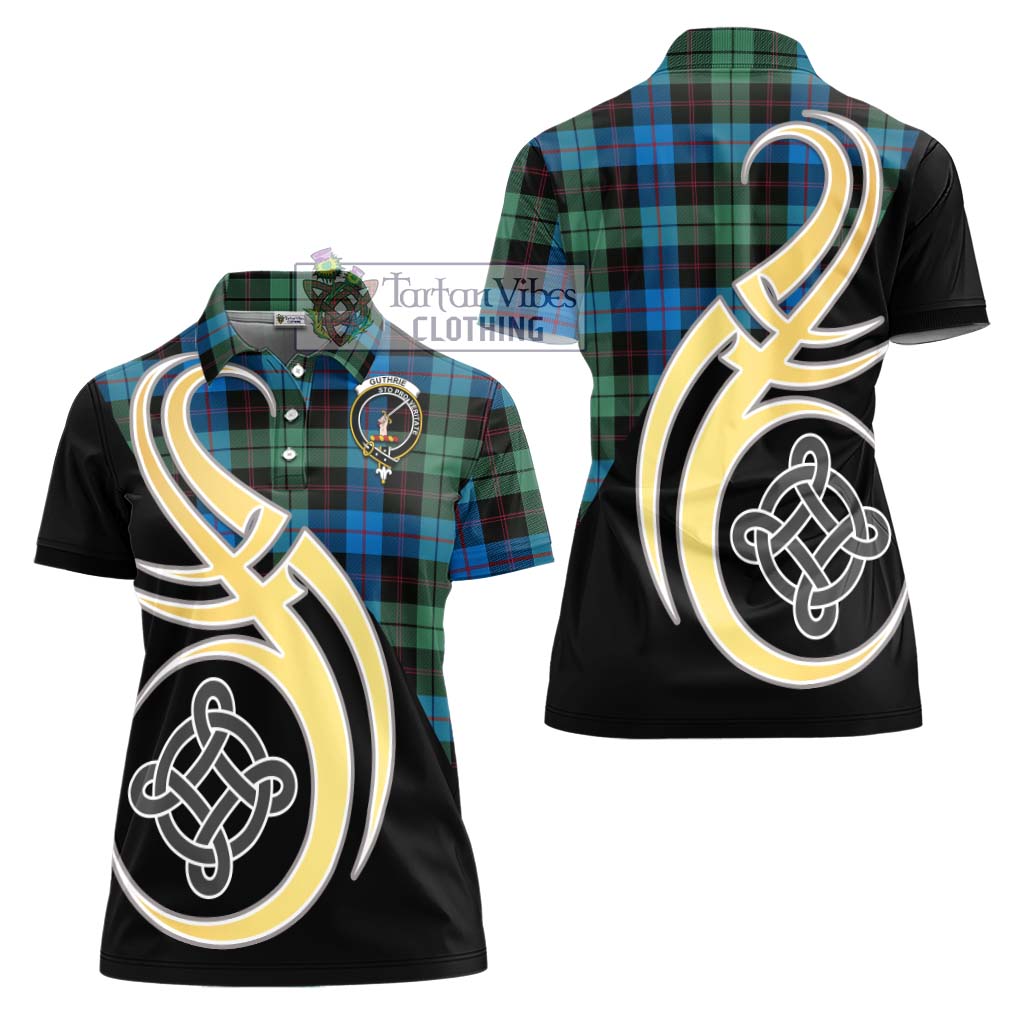 Guthrie Tartan Women's Polo Shirt with Family Crest and Celtic Symbol Style - Tartan Vibes Clothing