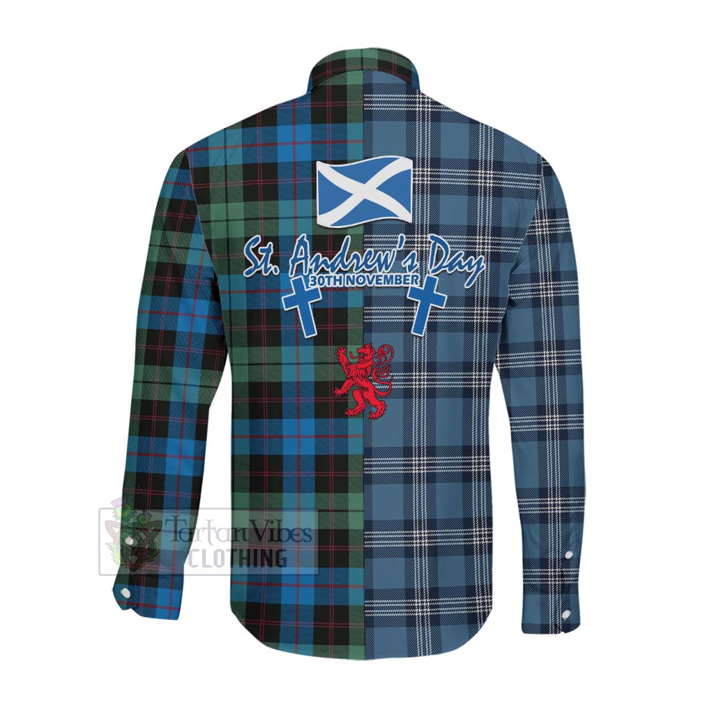 Guthrie Tartan Long Sleeve Button Shirt Happy St. Andrew's Day Half Tartan Style Men's Shirt - Tartan Vibes Clothing