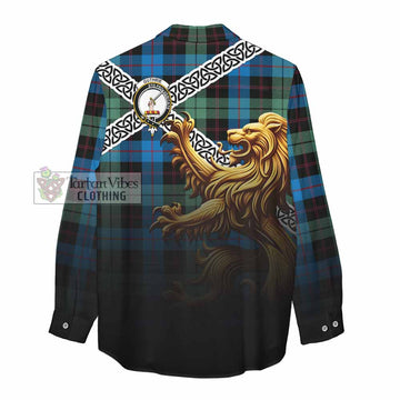 Guthrie Crest Tartan Women's Casual Shirt with Golden Lion Emblem Celtic Style