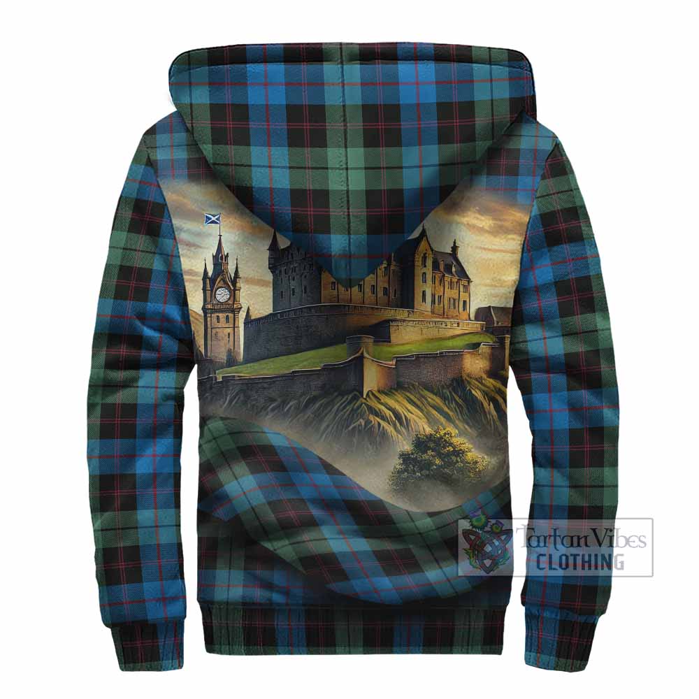 Guthrie Tartan Family Crest Sherpa Hoodie with Scottish Ancient Castle Style - Tartan Vibes Clothing