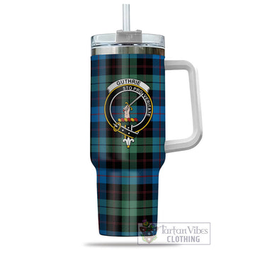 Guthrie Tartan Tumbler with Handle with Family Crest - Tartan Vibes Clothing