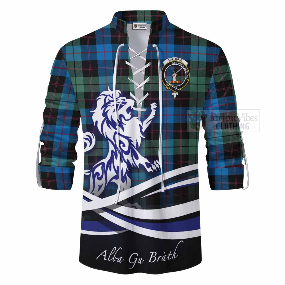 Guthrie Tartan Ghillie Kilt Shirt with Alba Gu Brath Regal Lion Emblem - Tartan Vibes Clothing