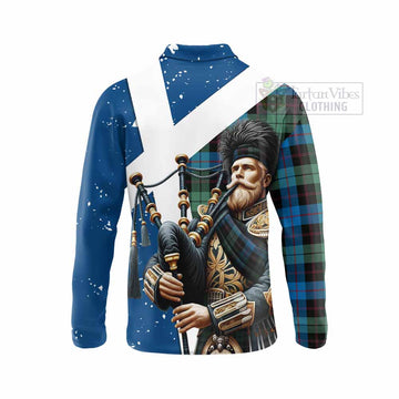 Guthrie Tartan Long Sleeve Polo Shirt with Family Crest Scottish Bagpiper Vibes - Tartan Vibes Clothing