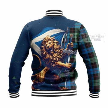 Guthrie Tartan Family Crest Baseball Jacket with Scottish Majestic Lion - Tartan Vibes Clothing
