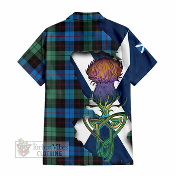 Tartan Vibes Clothing Guthrie Tartan Family Crest Short Sleeve Button Shirt Scottish Thistle Celtic Inspired