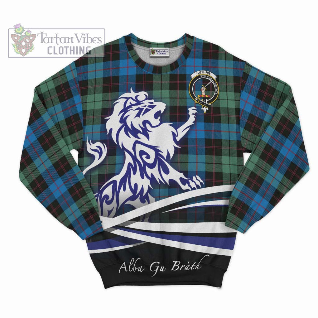 Guthrie Tartan Sweatshirt with Alba Gu Brath Regal Lion Emblem - Tartan Vibes Clothing