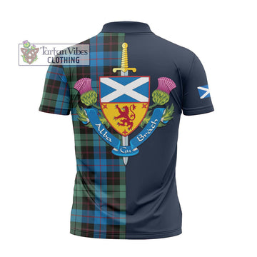 Guthrie Tartan Zipper Polo Shirt Alba with Scottish Lion Royal Arm Half Style