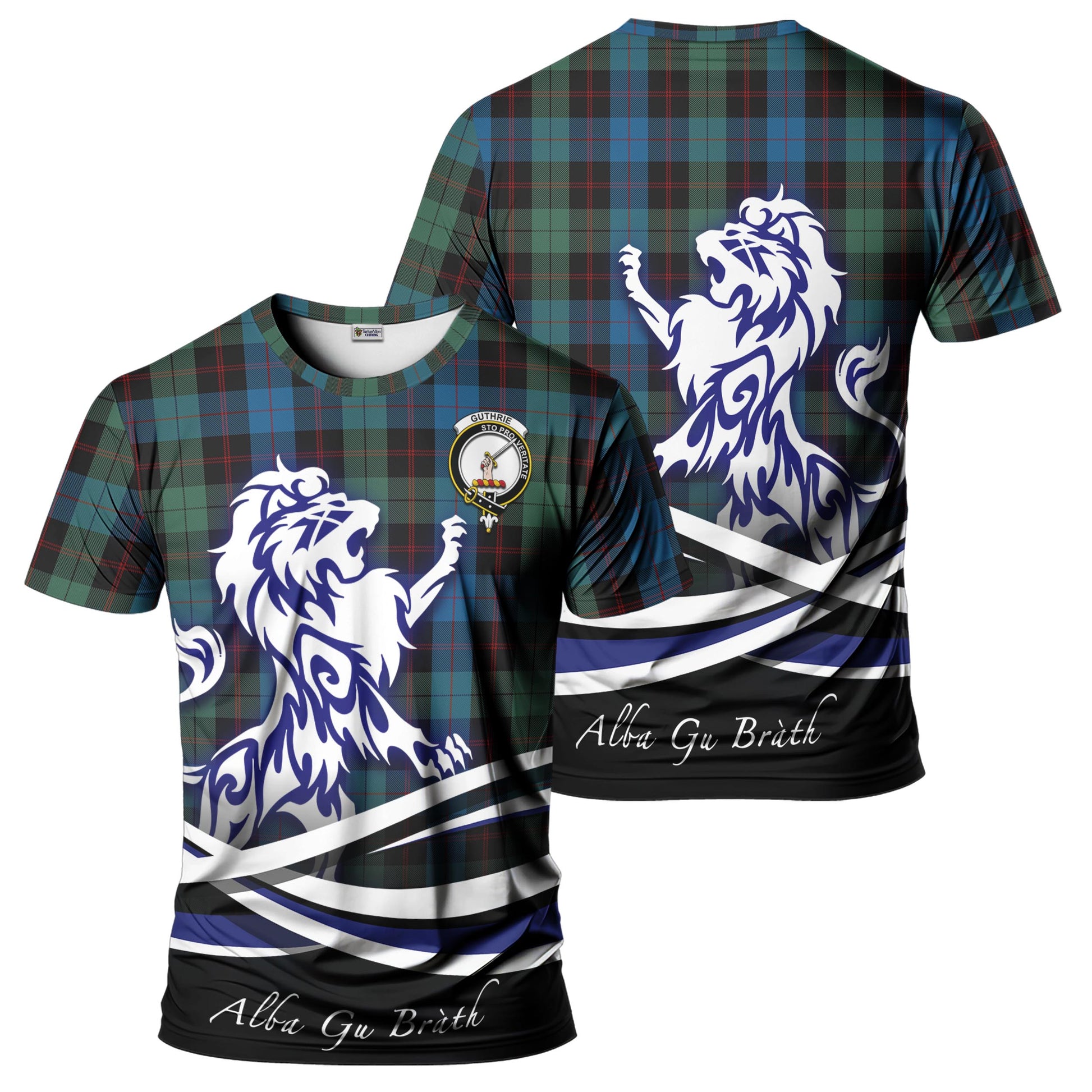 Guthrie Tartan T-Shirt with Alba Gu Brath Regal Lion Emblem - Tartan Vibes Clothing