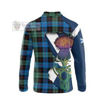 Tartan Vibes Clothing Guthrie Tartan Family Crest Long Sleeve Polo Shirt Scottish Thistle Celtic Inspired
