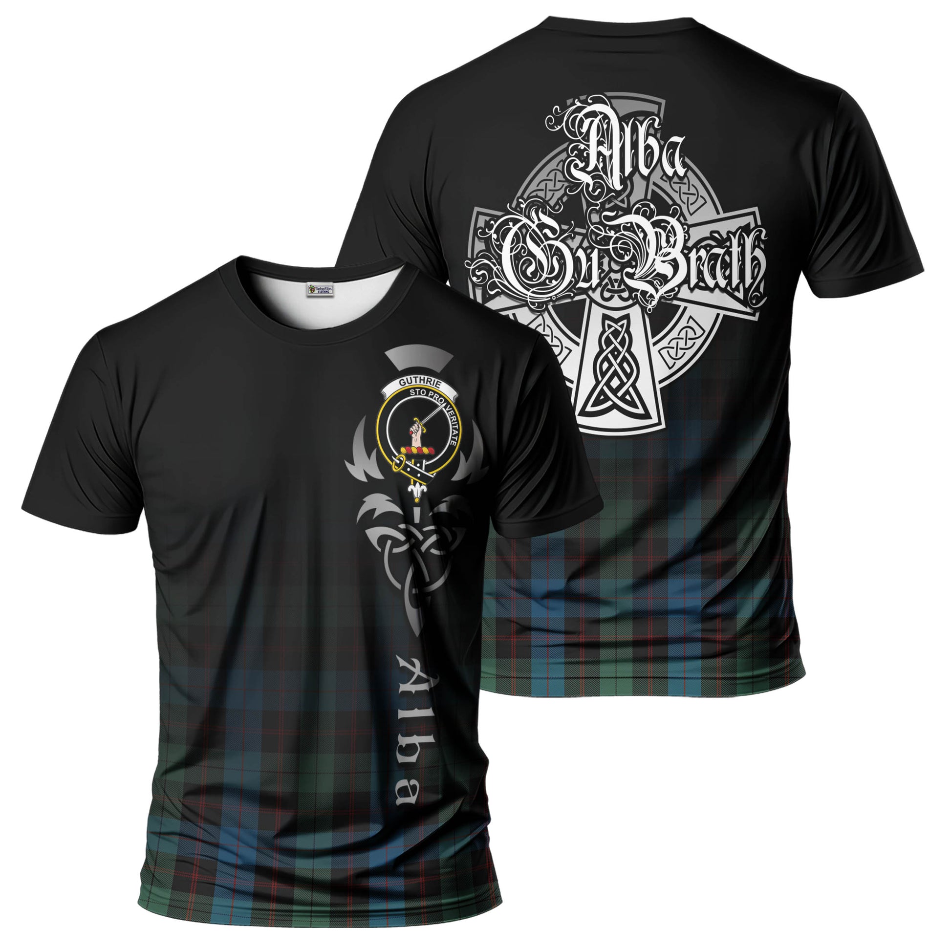 Guthrie Tartan T-Shirt Featuring Alba Gu Brath Family Crest Celtic Inspired - Tartan Vibes Clothing