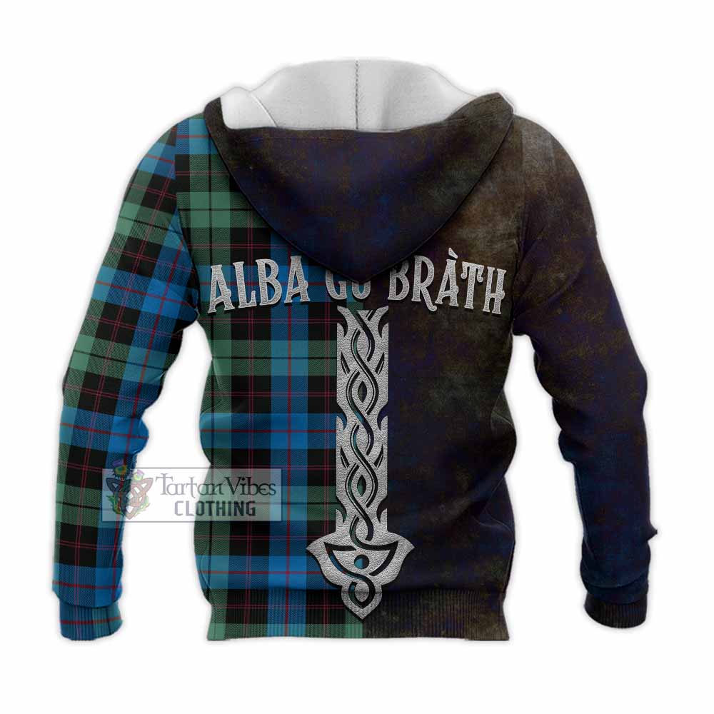 Tartan Vibes Clothing Guthrie Tartan Family Crest Knitted Hoodie Alba Gu Brath Be Brave Lion Ancient Style