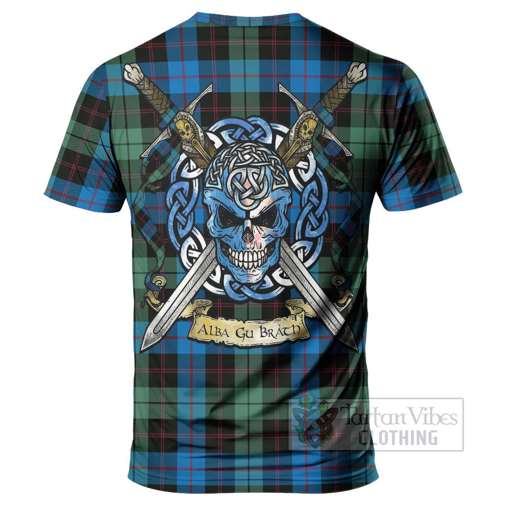 Guthrie Tartan T-Shirt with Family Crest Celtic Skull Style - Tartan Vibes Clothing
