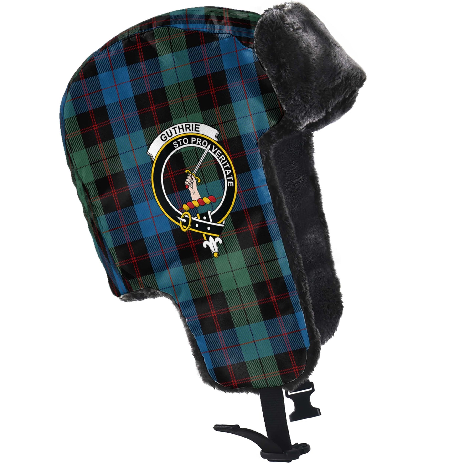 Guthrie Tartan Winter Trapper Hat with Family Crest - Tartan Vibes Clothing