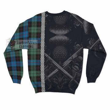 Guthrie Tartan Sweatshirt with Family Crest Cross Sword Thistle Celtic Vibes - Tartan Vibes Clothing