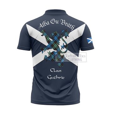 Guthrie Tartan Lion Rampant Zipper Polo Shirt Proudly Display Your Heritage with Alba Gu Brath and Clan Name - Tartan Vibes Clothing
