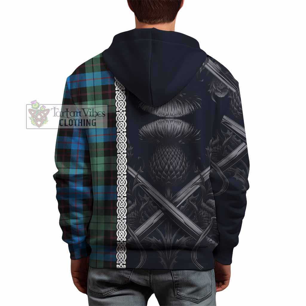 Guthrie Tartan Hoodie with Family Crest Cross Sword Thistle Celtic Vibes - Tartan Vibes Clothing
