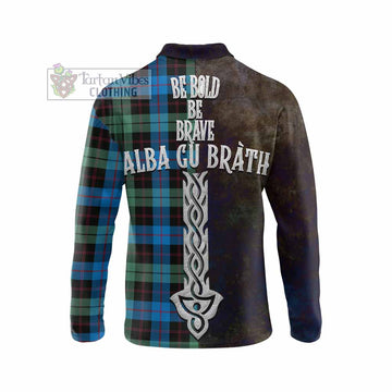 Guthrie Tartan Family Crest Long Sleeve Polo Shirt Alba Gu Brath Be Brave Lion Ancient Style - Tartan Vibes Clothing