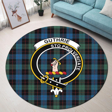 Guthrie Tartan Round Rug with Family Crest - Tartan Vibes Clothing