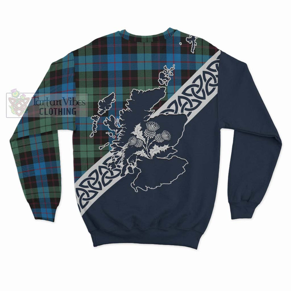 Guthrie Tartan Sweatshirt Featuring Thistle and Scotland Map - Tartan Vibes Clothing