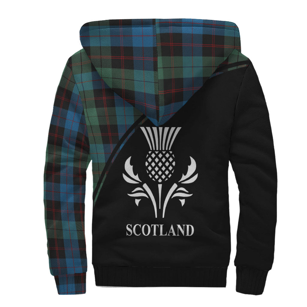 Guthrie Tartan Sherpa Hoodie with Family Crest Curve Style - Tartan Vibes Clothing