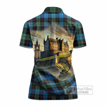 Guthrie Tartan Family Crest Women's Polo Shirt with Scottish Ancient Castle Style - Tartan Vibes Clothing