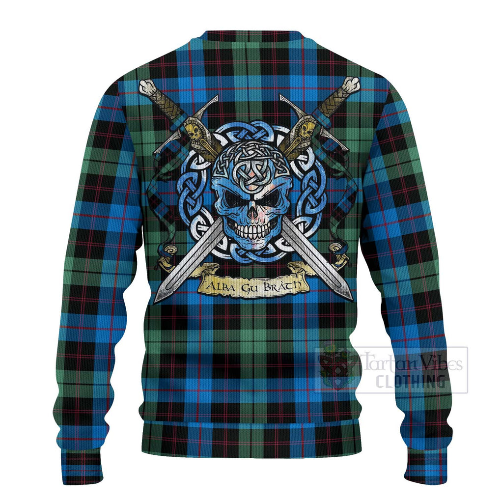 Guthrie Tartan Ugly Sweater with Family Crest Celtic Skull Style - Tartan Vibes Clothing