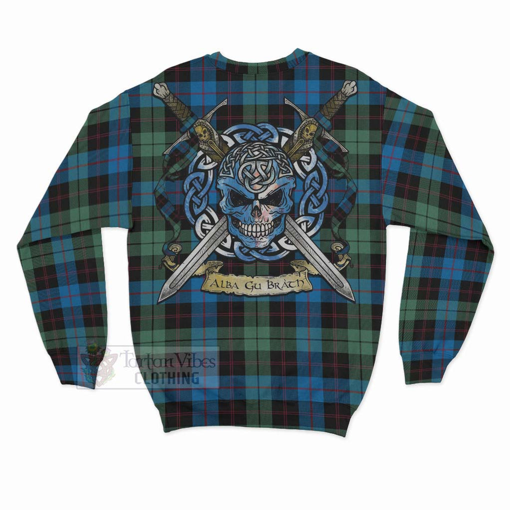 Guthrie Tartan Sweatshirt with Family Crest Celtic Skull Style - Tartan Vibes Clothing