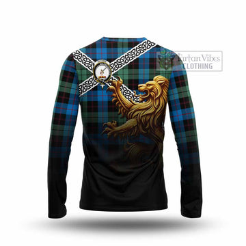 Guthrie Crest Tartan Long Sleeve T-Shirt with Golden Lion Emblem Celtic Style