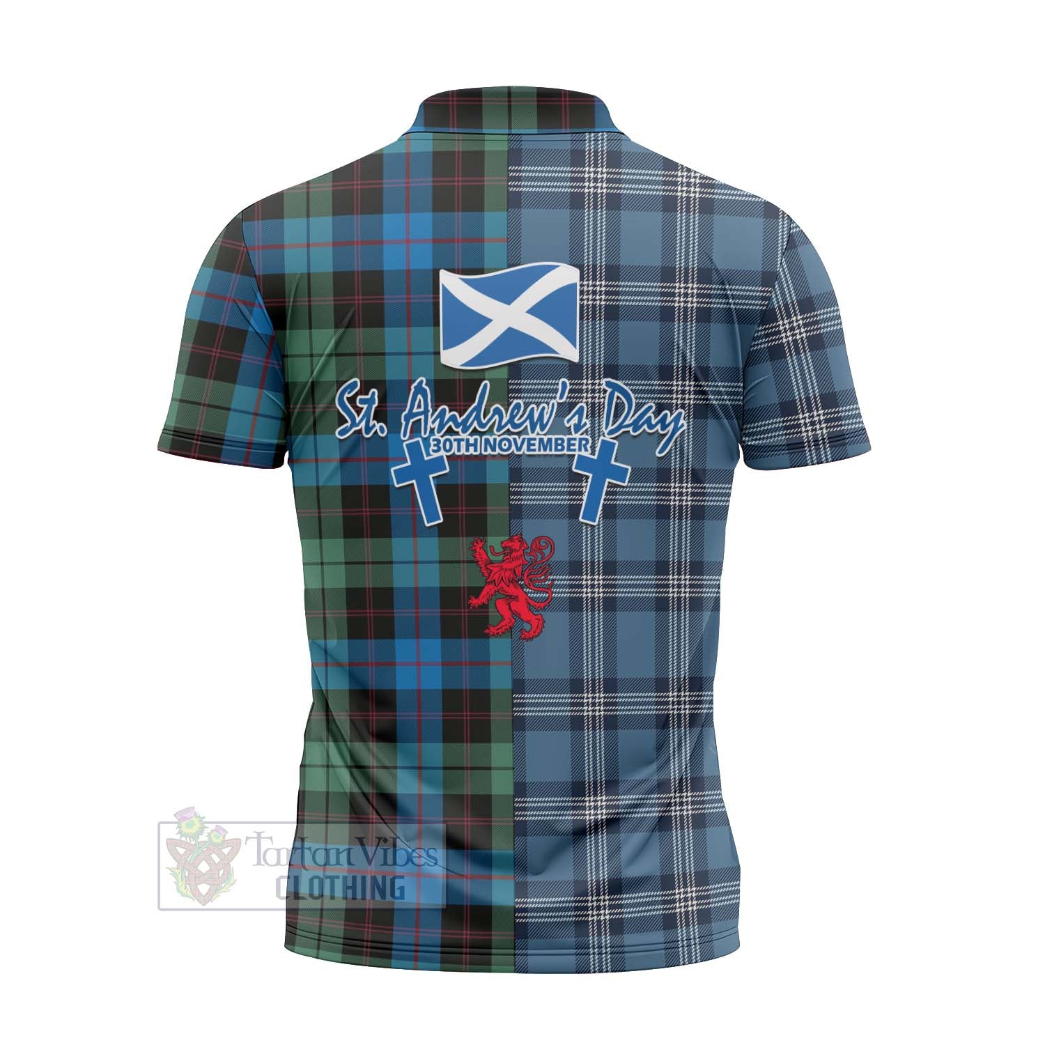 Tartan Vibes Clothing Guthrie Tartan Zipper Polo Shirt Happy St. Andrew's Day Half Tartan Style