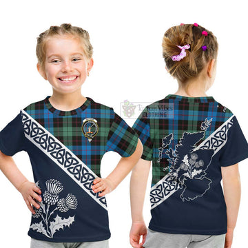Tartan Vibes Clothing Guthrie Tartan Kid T-Shirt Featuring Thistle and Scotland Map