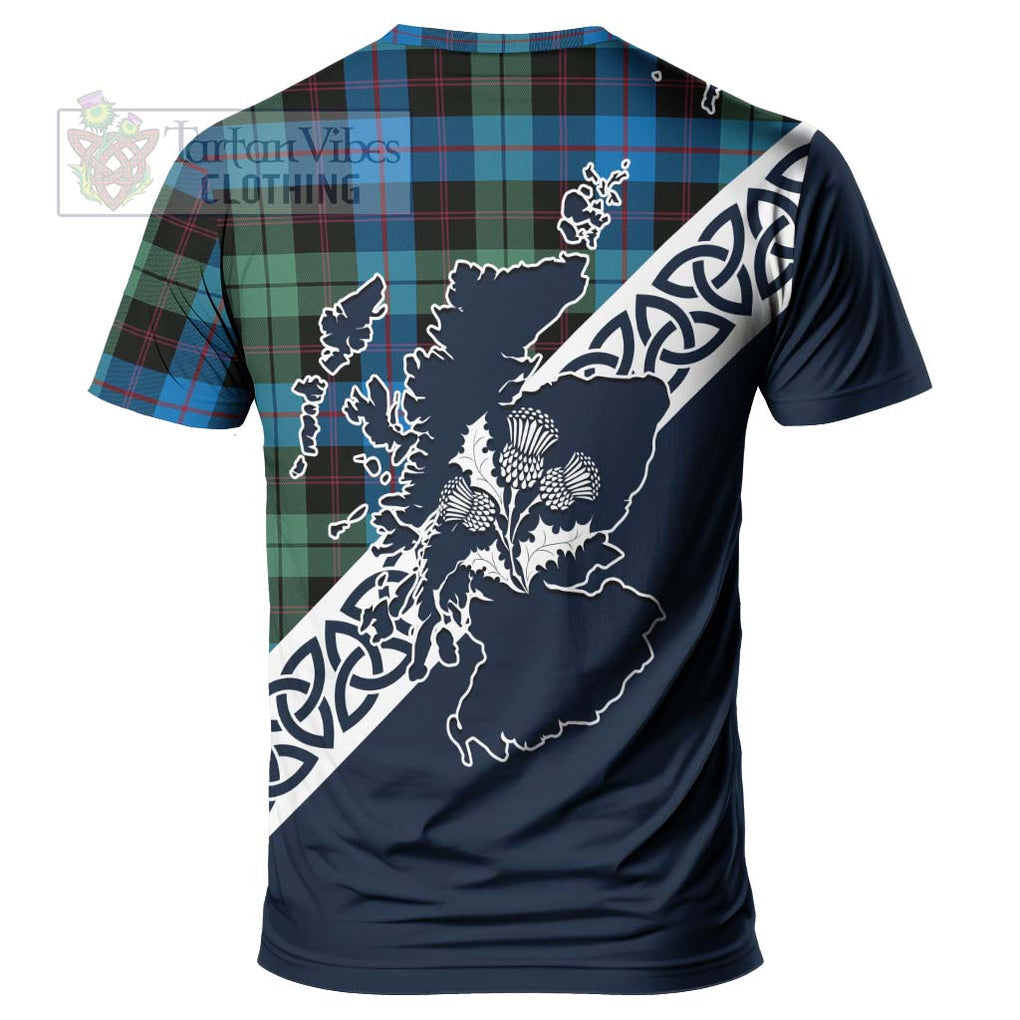 Guthrie Tartan T-Shirt Featuring Thistle and Scotland Map - Tartanvibesclothing Store