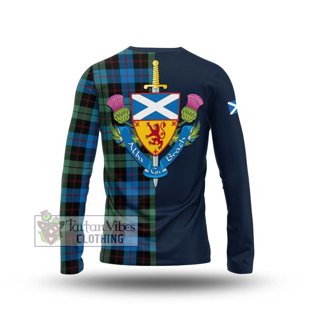 Guthrie Tartan Long Sleeve T-Shirt Alba with Scottish Lion Royal Arm Half Style - Tartan Vibes Clothing