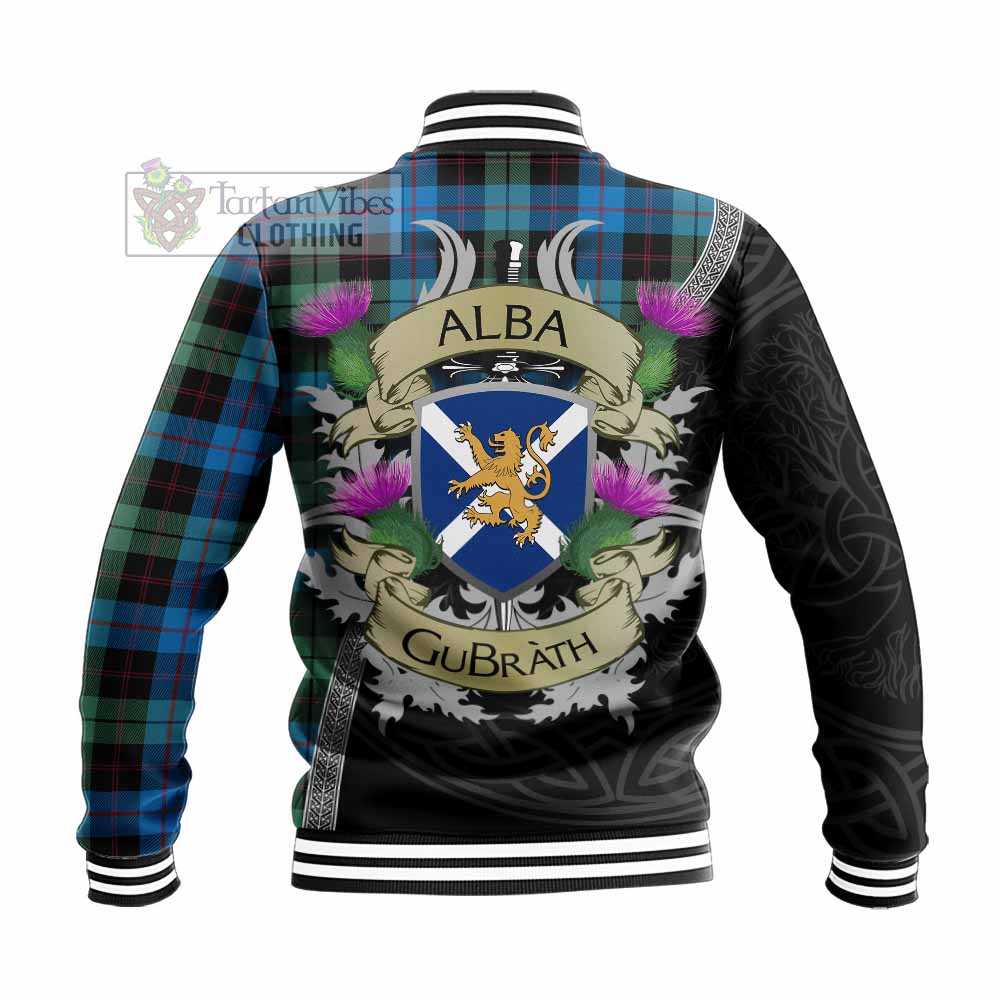 Guthrie Tartan Family Crest Baseball Jacket Lion Rampant Royal Thistle Shield Celtic Inspired - Tartan Vibes Clothing