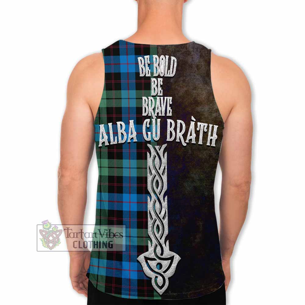 Tartan Vibes Clothing Guthrie Tartan Family Crest Men's Tank Top Alba Gu Brath Be Brave Lion Ancient Style