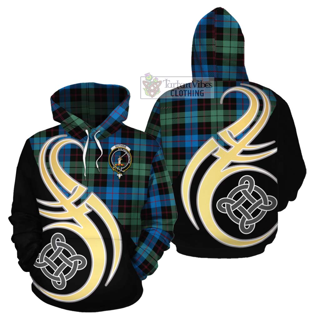 Tartan Vibes Clothing Guthrie Tartan Cotton Hoodie with Family Crest and Celtic Symbol Style