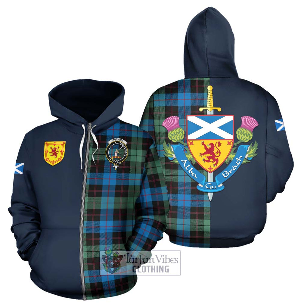Guthrie Tartan Hoodie Alba with Scottish Lion Royal Arm Half Style - Tartan Vibes Clothing