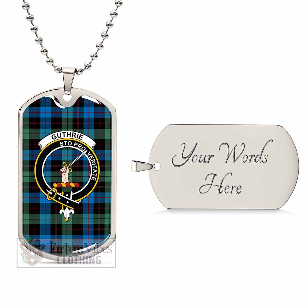 Guthrie Tartan Dog Tag Necklace with Family Crest Silver Yes - Tartan Vibes Clothing