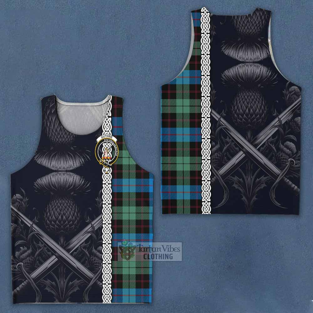 Guthrie Tartan Men's Tank Top with Family Crest Cross Sword Thistle Celtic Vibes - Tartan Vibes Clothing