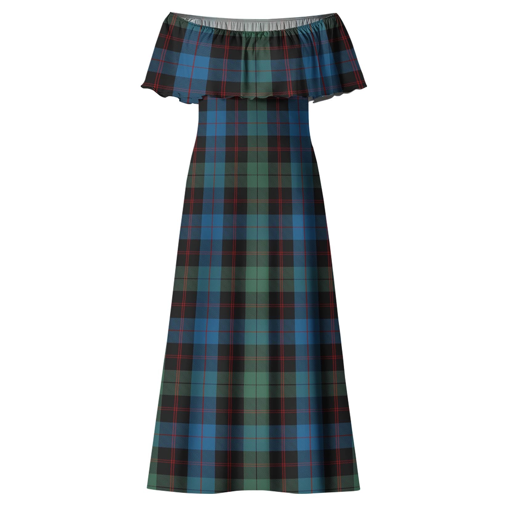Guthrie Tartan Off Shoulder Long Dress - Tartan Vibes Clothing
