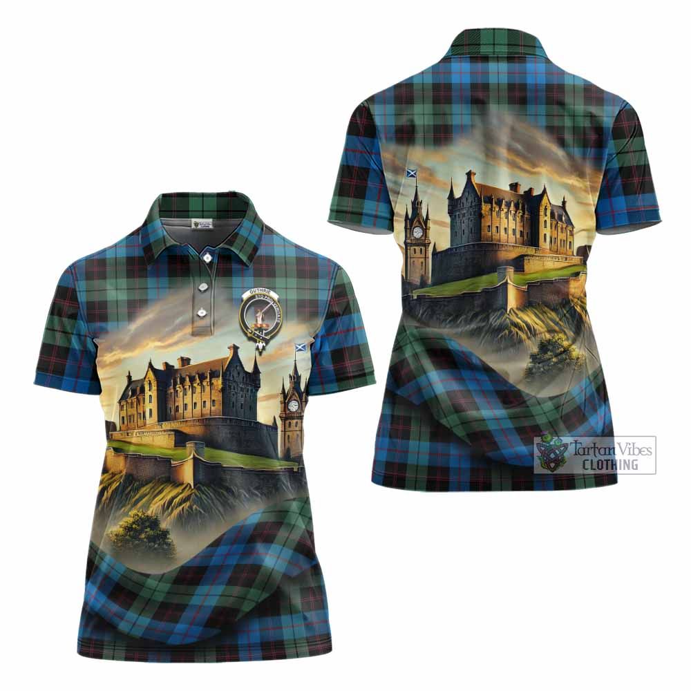 Guthrie Tartan Family Crest Women's Polo Shirt with Scottish Ancient Castle Style - Tartan Vibes Clothing