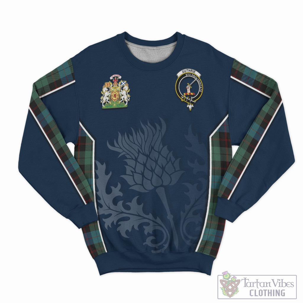 Guthrie Tartan Sweatshirt with Family Crest and Scottish Thistle Vibes Sport Style - Tartan Vibes Clothing
