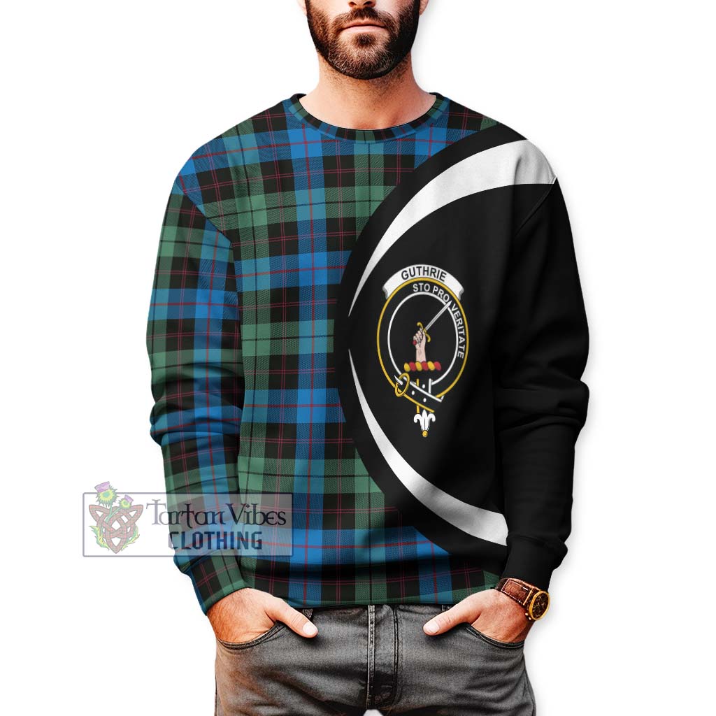 Guthrie Tartan Sweatshirt with Family Crest Circle Style - Tartan Vibes Clothing