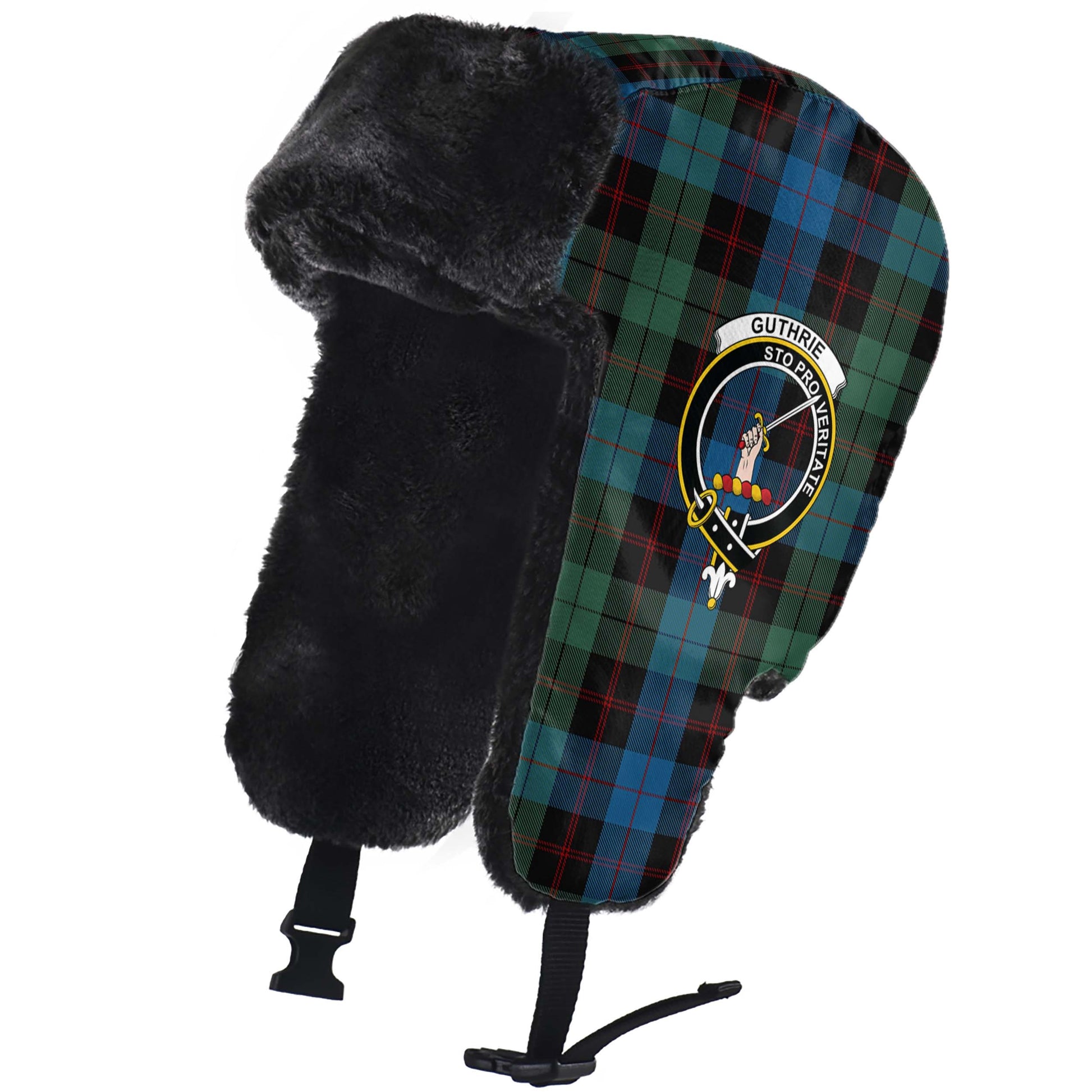 Guthrie Tartan Winter Trapper Hat with Family Crest - Tartan Vibes Clothing