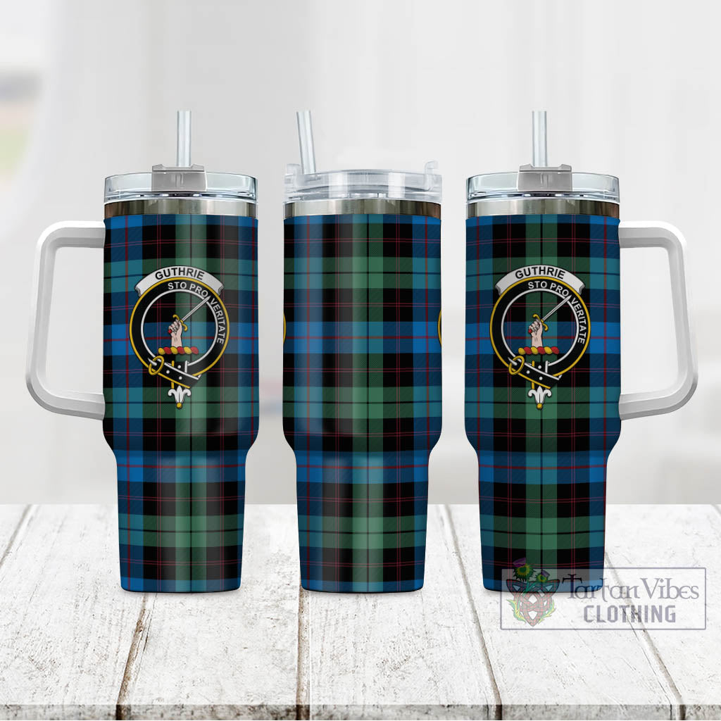 Guthrie Tartan Tumbler with Handle with Family Crest - Tartan Vibes Clothing