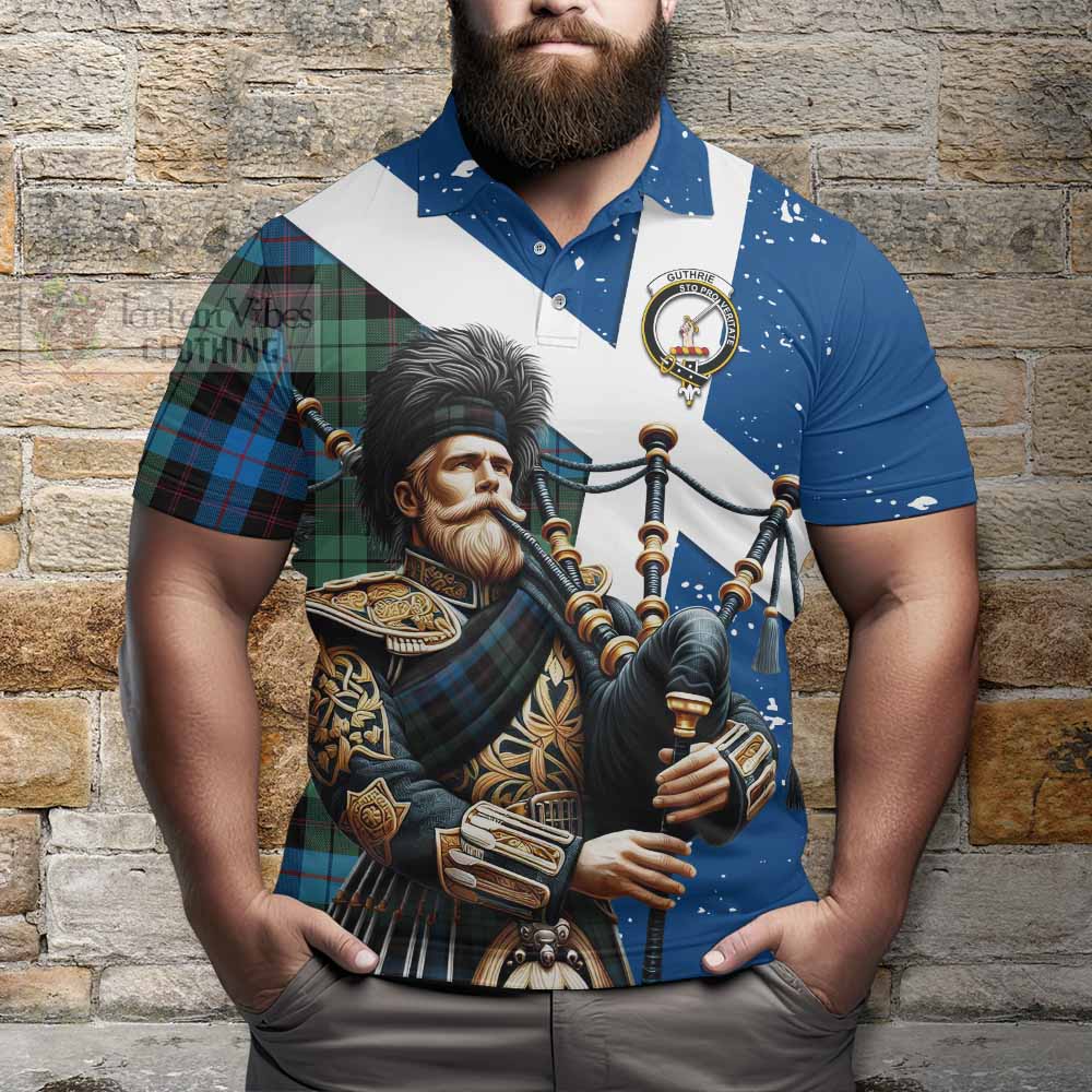 Guthrie Tartan Polo Shirt with Family Crest Scottish Bagpiper Vibes - Tartan Vibes Clothing